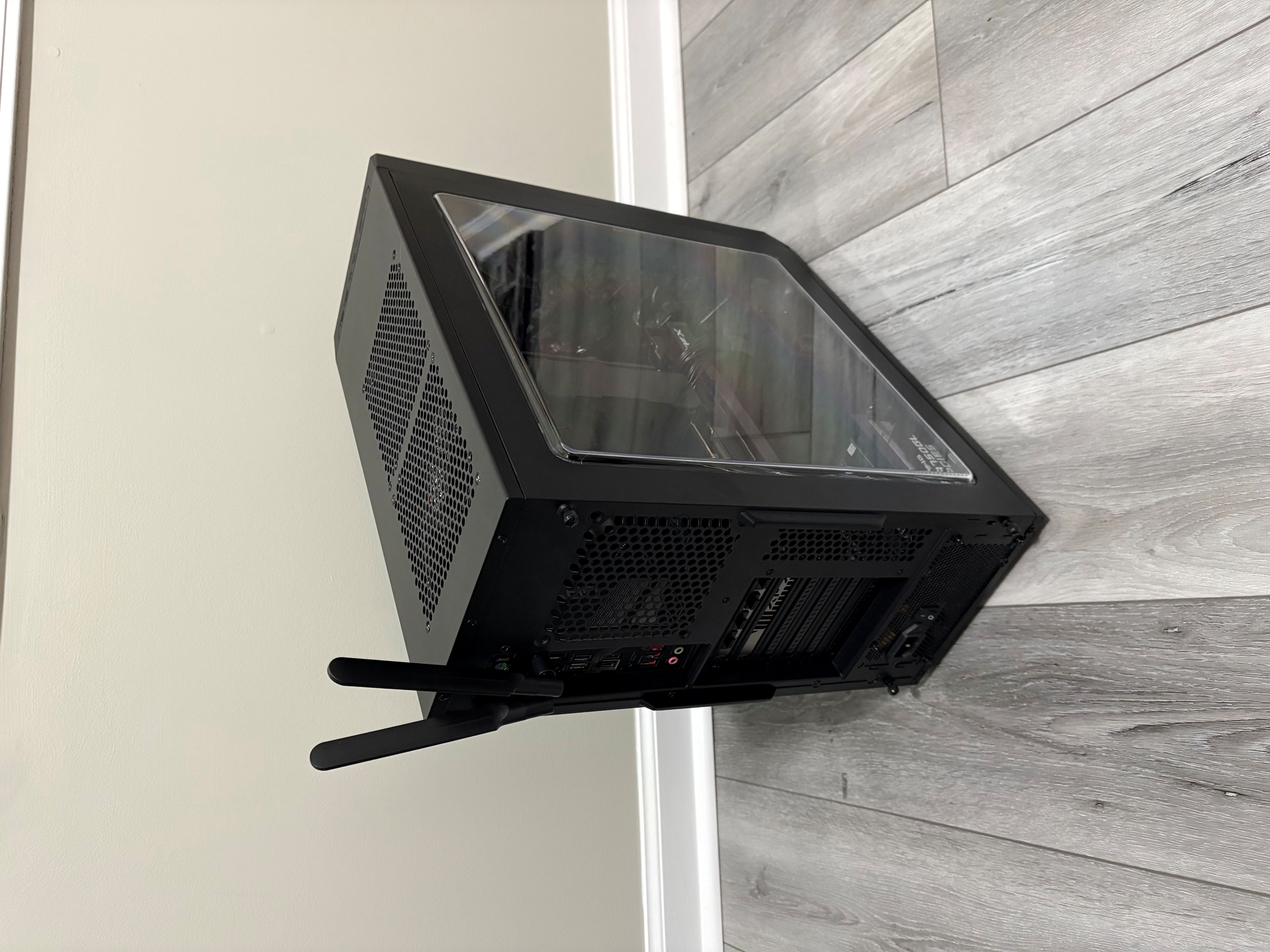 Rear 3/4 view of the custom office and AutoCAD workstation